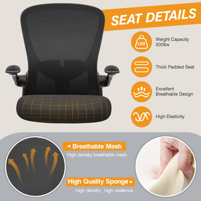 Ergonomic Home Office Mesh Task Chair Computer Chair, Black/Black