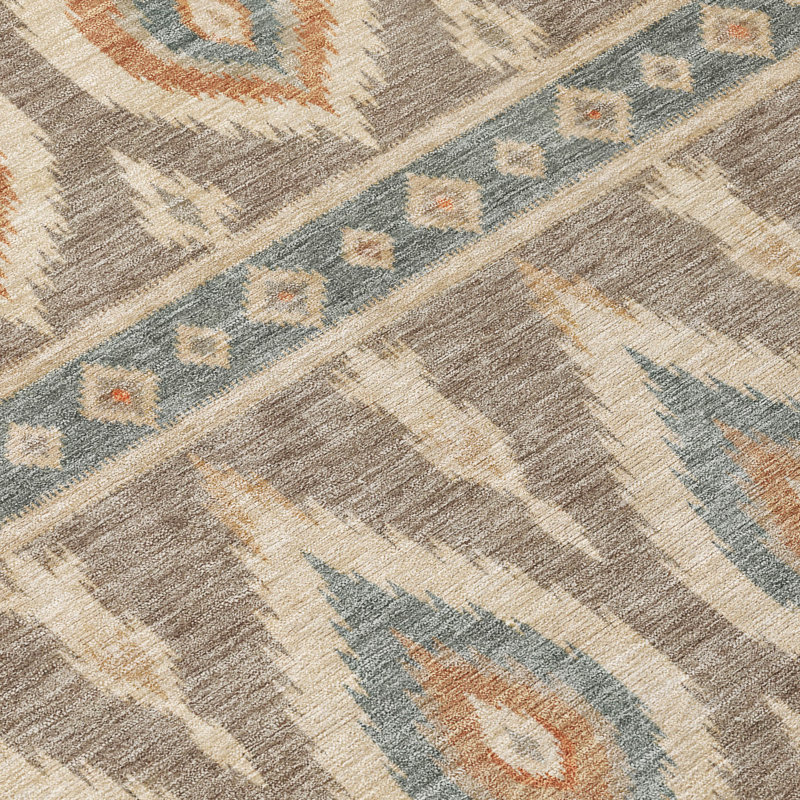 Tapis géométrique Shuana ACN3070 lavable à la machine pour intérieur/extérieur, Taupe, 2'6" x 3'10"