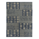 Rug & Kilim’S Swedish Rug In Blue & Grey High-Low Geometric Patterns