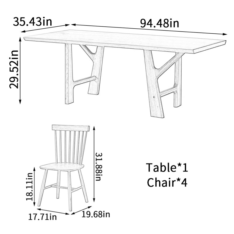 Table de salle à manger Creative Branch, H 29,52 po x L 94,48 po x l 35,43 po