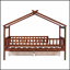 Lit en bois pour la maison avec deux tiroirs, structure en bois de pin durable et toit suspendu pour chambre d'enfant-202568673