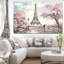 Paysage urbain «Eiffel avec fleurs roses», peinture-35109228-35109233