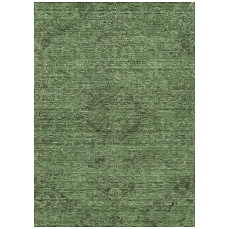 Machine Washable Indoor/Outdoor Segin ACN1111 Fern, Rectangle 8' x 10'