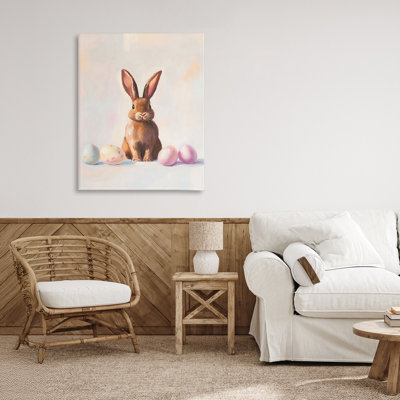 Easter Bunny with Pastel Eggs Canvas, design by The Prints Vibe