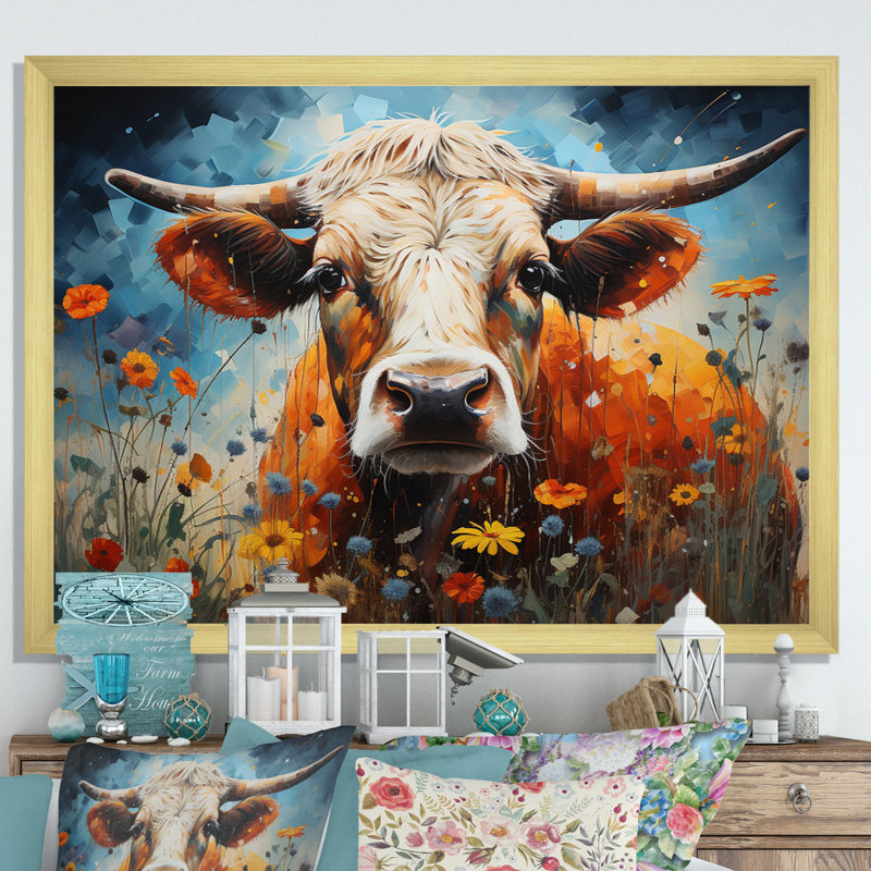 «Cow Natures Symphony I», reproduction d'art sur toile, H 12 po x l 20 po x P 1 po, Encadrement doré