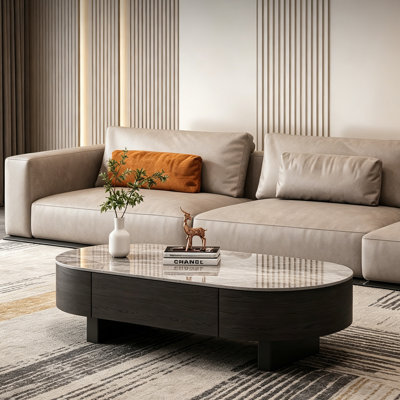 Table basse ovale avec rangement Modern Home