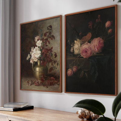 Vintage  Floral IX  -Framed Giclee Print - Set of 2