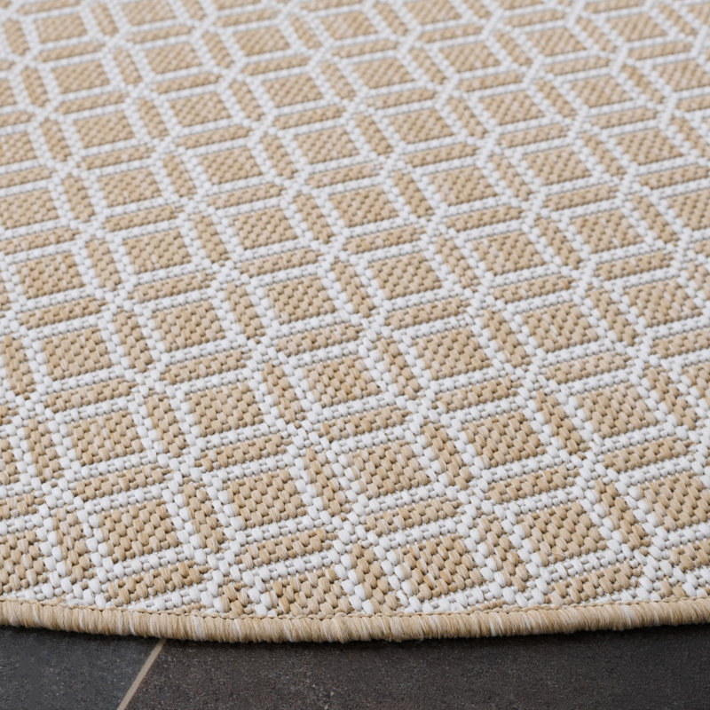 Tapis d'intérieur / extérieur à motif géométrique Terrace 808, Rond 6 pi 7 po