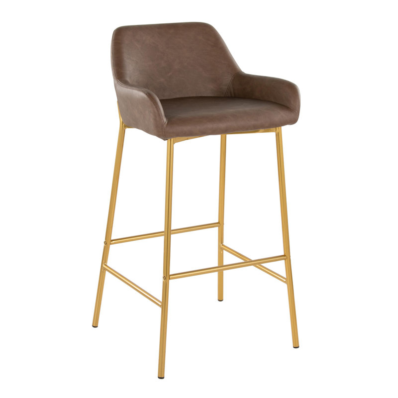Tabouret de bar à hauteur fixe contemporain / glam, Brun / or