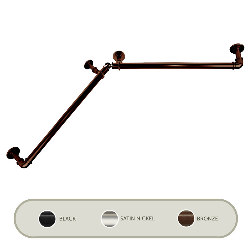 Tringle de rideau d'angle simple réglable 1 "Kailua, Bronze, 48" - 84"