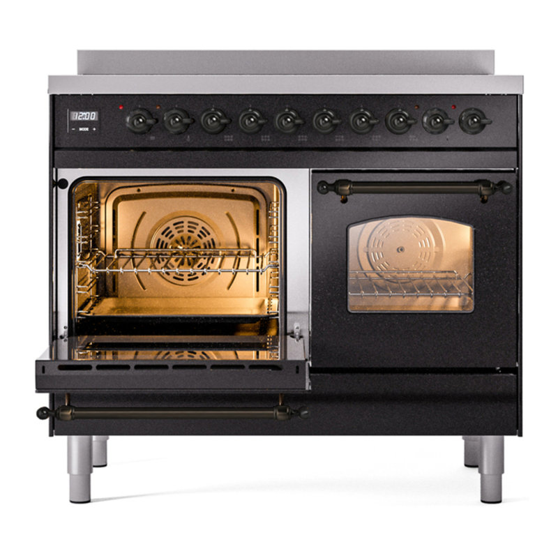 ILVE Nostalgie II 40 in Induction Range, Glossy Black/Bronze