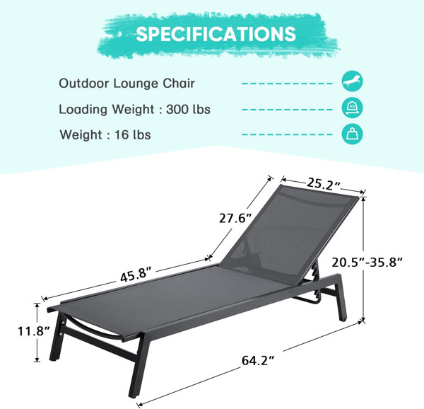 Latitude Run Llesica 25.2cm Long Reclining Single Sun Lounger | Wayfair ...