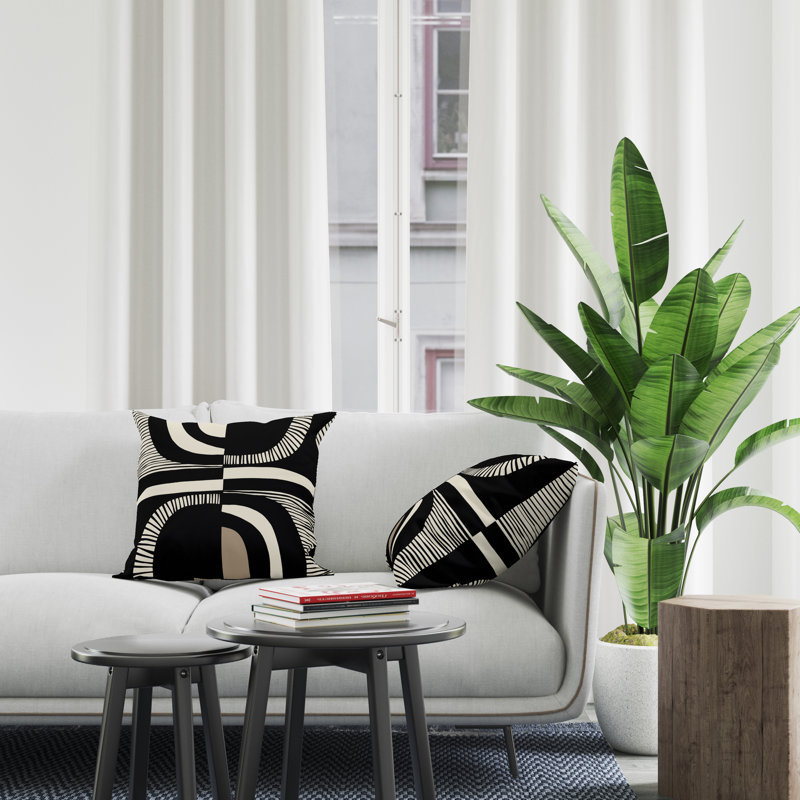 Jeté carré / extérieur en polyester Chamu, Beige / noir, 16 po x 16 po