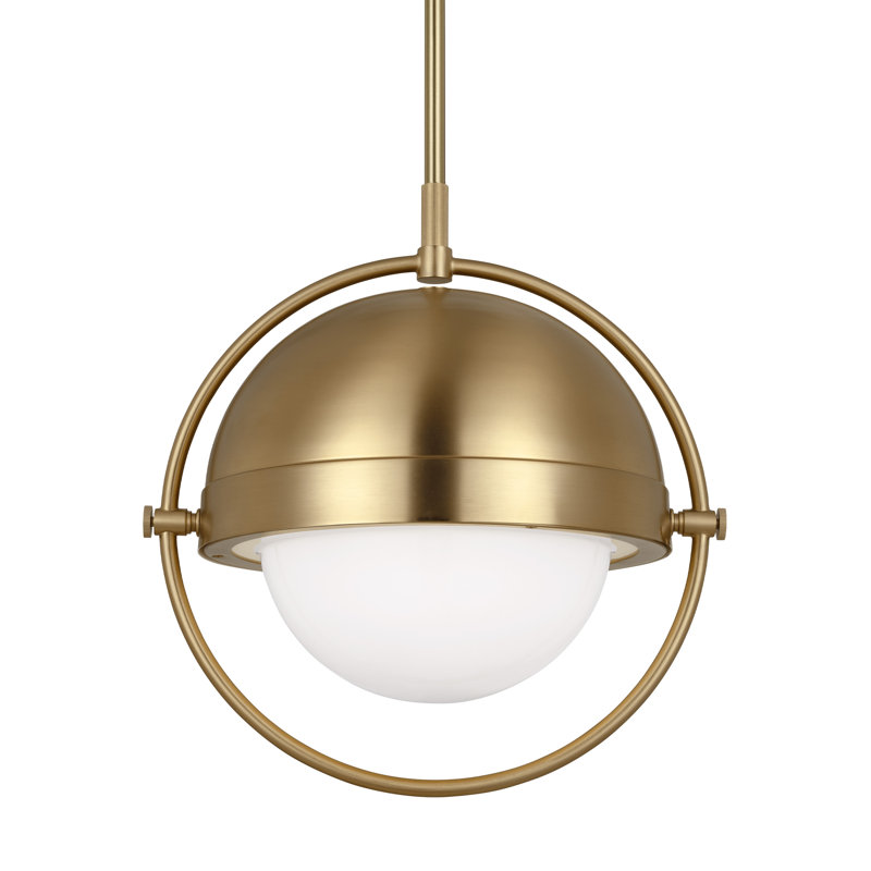 Burnished Brass Globe Pendant with Milk White Glass Shade
