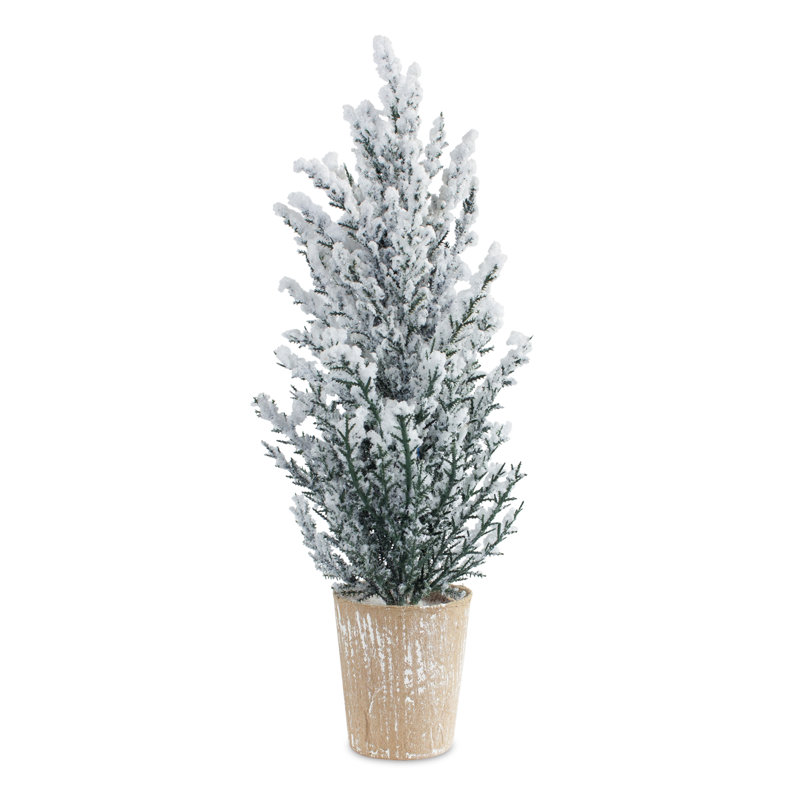 16'' Faux Pine Plant in Stone Pot