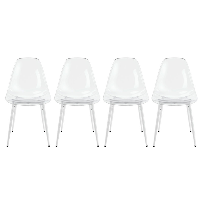 Ensemble de 4 chaises de salle à manger avec pieds en métal et sièges en acrylique