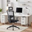 Chaise de bureau ergonomique en maille à dossier haut, chaise de bureau robuste pouvant supporter jusqu'à 159 kg (350 lb) avec appui-tête réglable, soutien lombaire, fonction inclinable et accoudoirs pliables.-575716266
