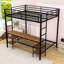 Lit double superposé double au-dessus d'un lit double avec bureau, station de charge et tablettes-604534367