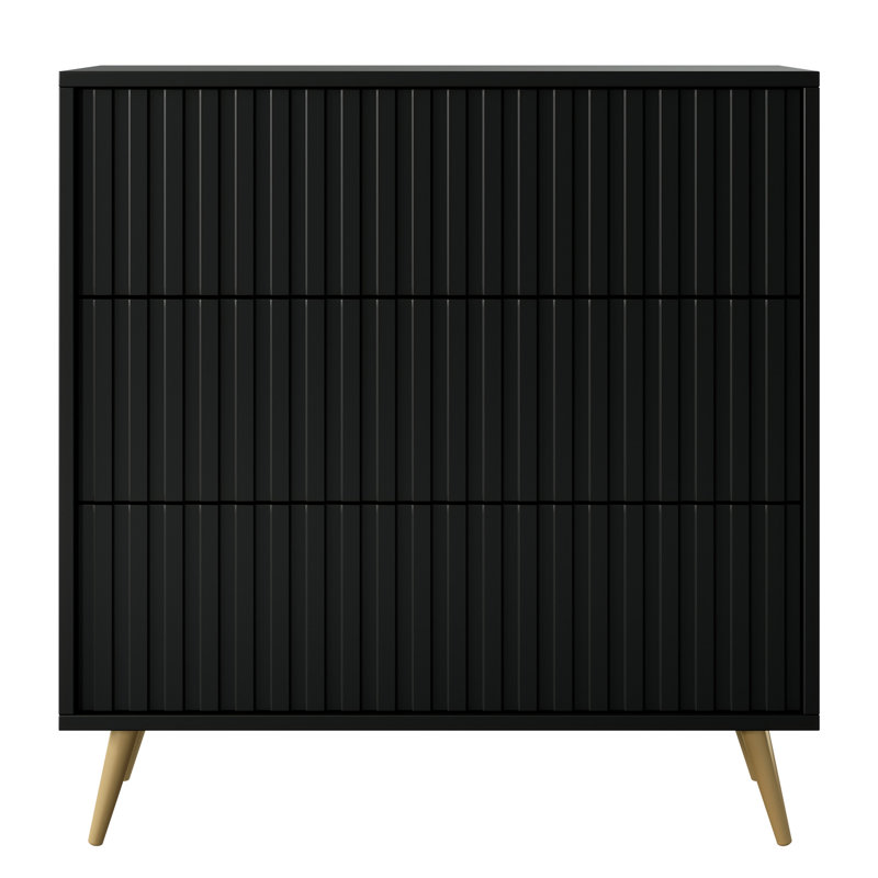 Stobie 78.8 cm W Chest of 3 Drawers, Black