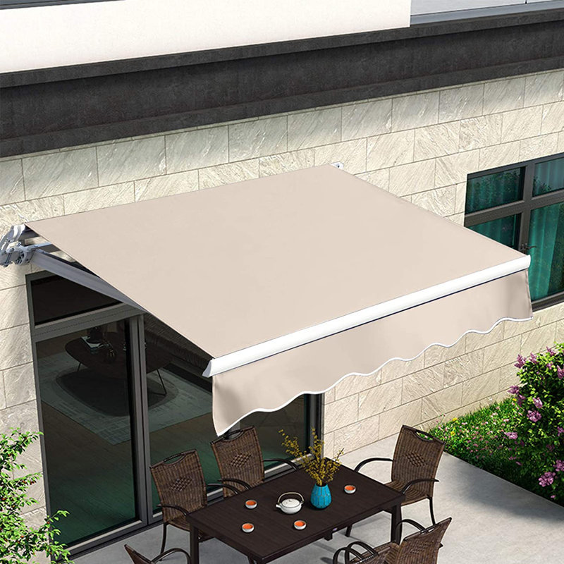 Auvent de terrasse à inclinaison manuelle, H 63,6 po x l 98,4 po x P 78 po, Kaki
