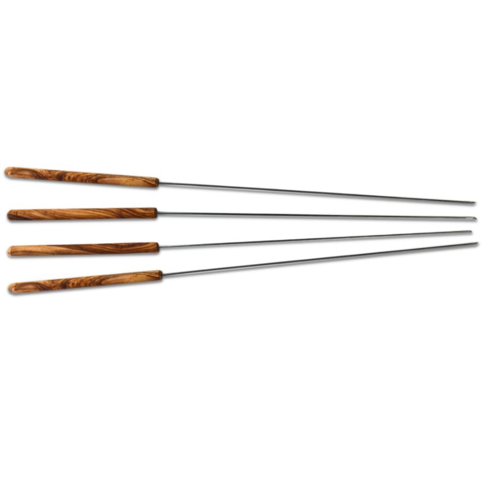 2er Set Grillspieß Griff Olivenholz 58 cm lang