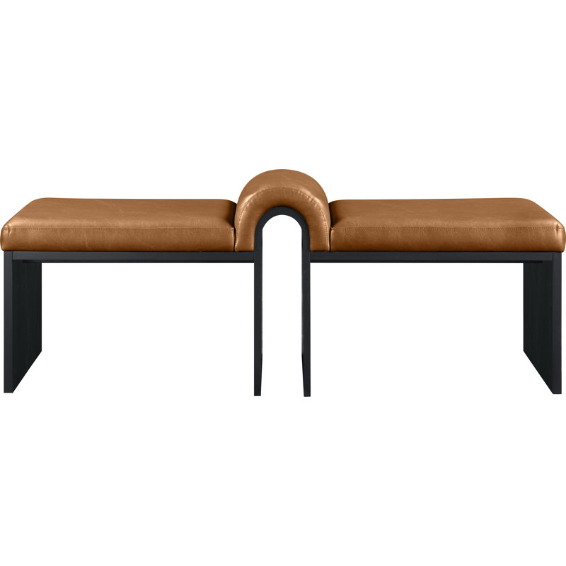Banc en cuir Delphine Vegan, Noir, Cuir cognac végétalien