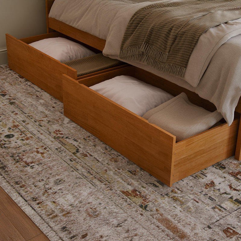 Tiroirs de rangement sous le lit Rasnick, Grand / très grand / simple TG, Light Toffee