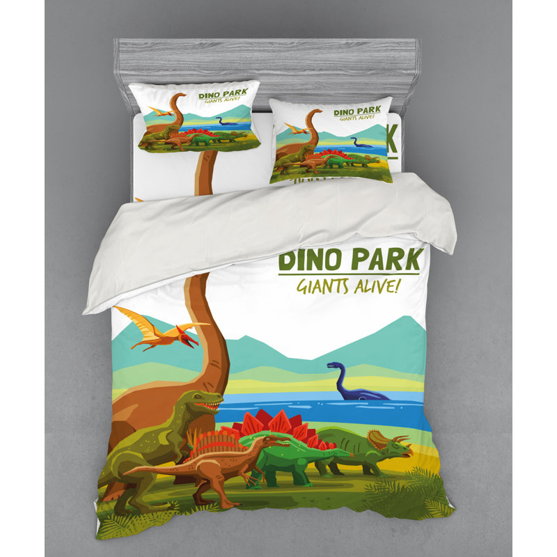 Ensemble de housse de couette en microfibre bleu dinosaure, Housse de couette grand + 3 pièces supplémentair