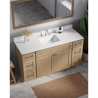 61'' Single Bathroom Vanity with Carrara Quartz Top