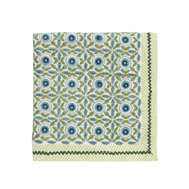 Majorelle Tablecloth, White/Blue/Green