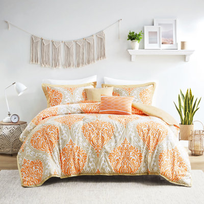 Édredon tendance orange et taupe: double / grand, superbe design