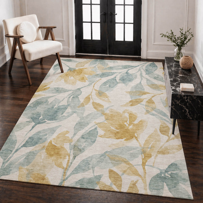 Tapis tropical intérieur / extérieur lavable à la machine Chantille ACN2960, Ivoire ivoire, 10 pi x 14 pi