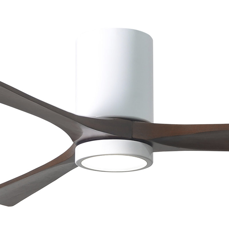 Olivier Ceiling Fan with LED Lights, Gloss White, Walnut, 60"