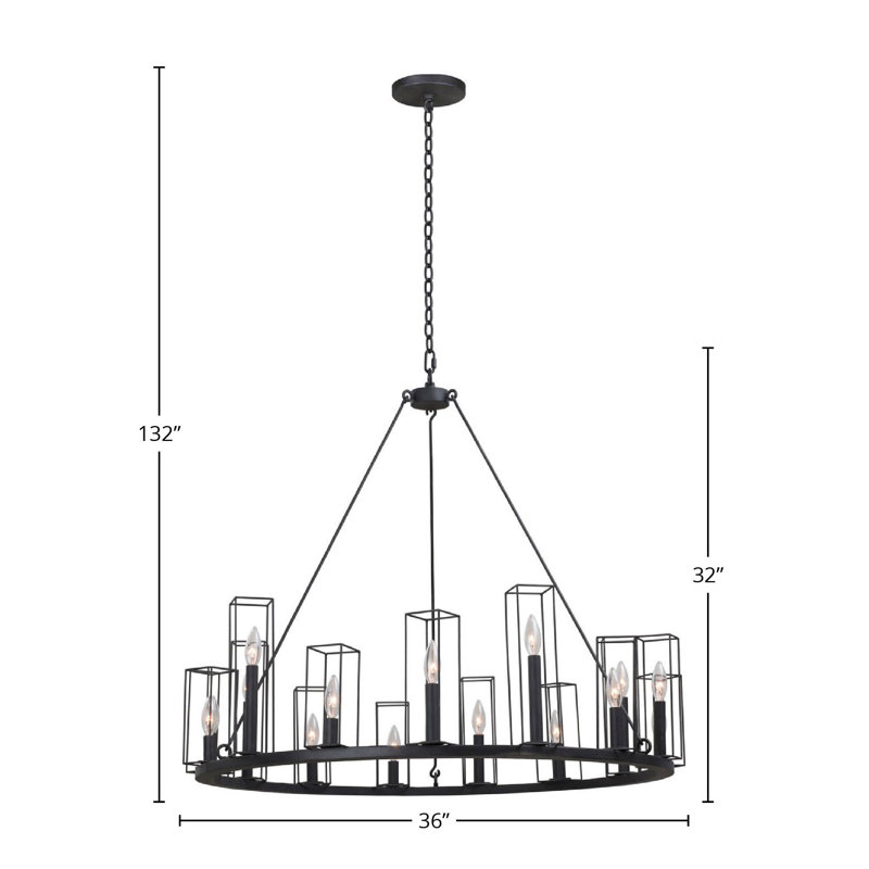 Allston 15 LT Black Iron Chandelier Kalco