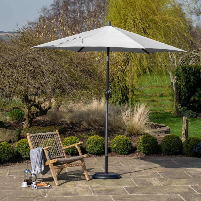 Hatten Riva Traditional Round Parasol, Luna Grey, 238cm H x 300cm W x 300cm D