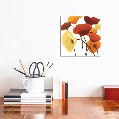 Up One On White Yellow by Shirley Novak - Wrapped Canvas Painting