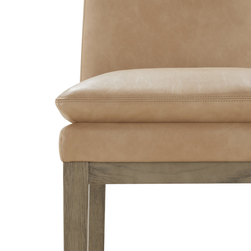 Tabouret de comptoir rembourré en cuir Bethea, 3, Brun clair Copley