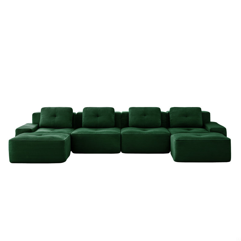 Canapé modulaire en U de 153 po, Vert
