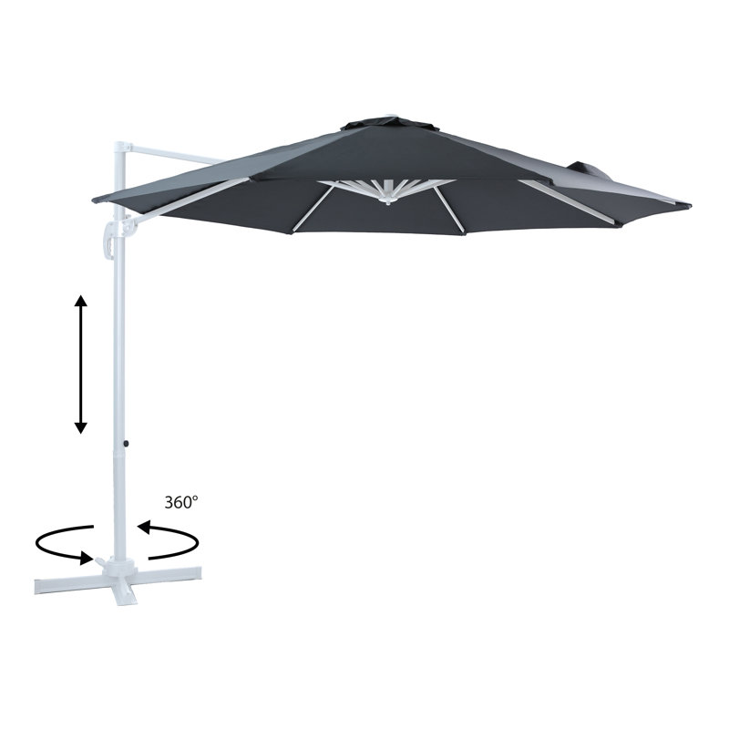 Bresha 300cm Cantilever Parasol, Grey, White