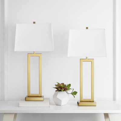 Rogina 28.5" Metal Table Lamp Set with USB Type-C Ports and Built-in Outlet
