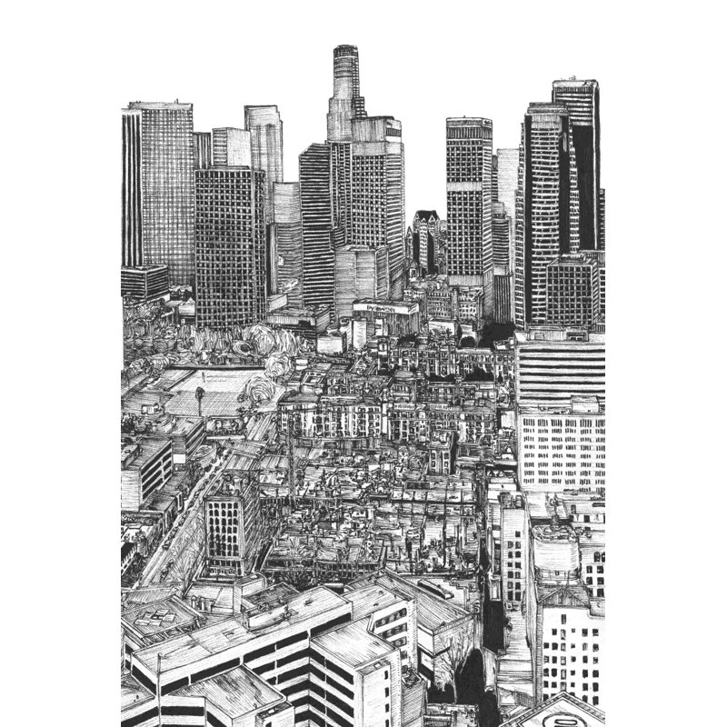 B&W US Cityscape - Los Angeles, H 18 po x l 12 po