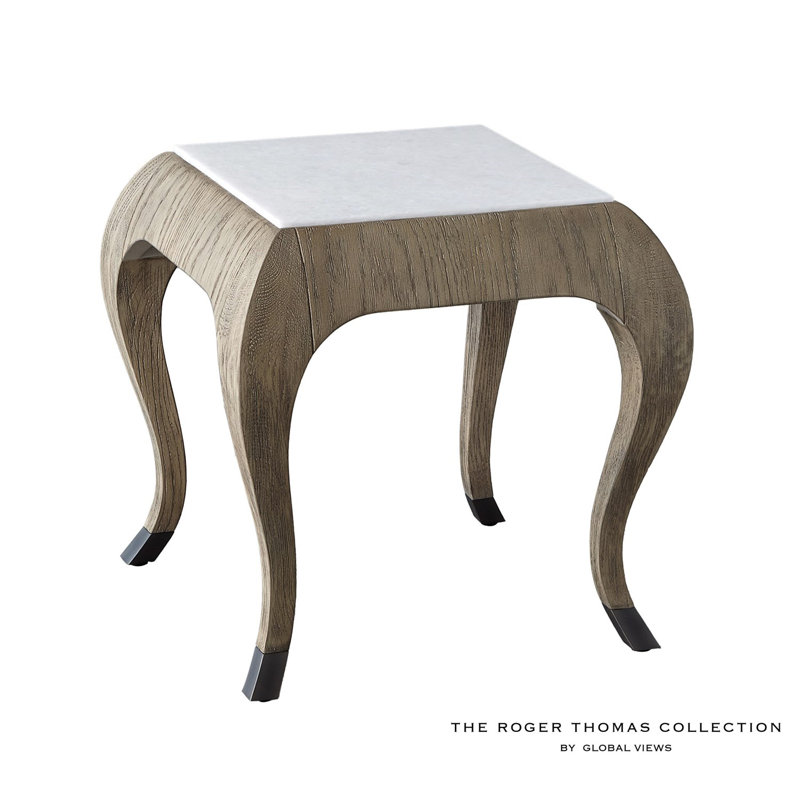 Paris Marble End Table, Grey Sandblasted Oak, White