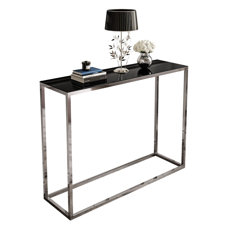 Calexico Console Table, Chrome, 79cm H x 100cm W x 30cm D, Black