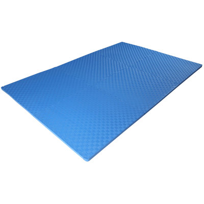 Puzzle Exercise Mat With EVA Foam Interlocking Tiles For MMA, Exercise, Gymnastics And Home Gym Protective Flooring, 1" Thick, 24 Square Feet, Blue