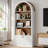 Arched Storage Bookcase, 4-tier Freestanding Bookshelf With Wave Panel Doors, Adjustable Shelf