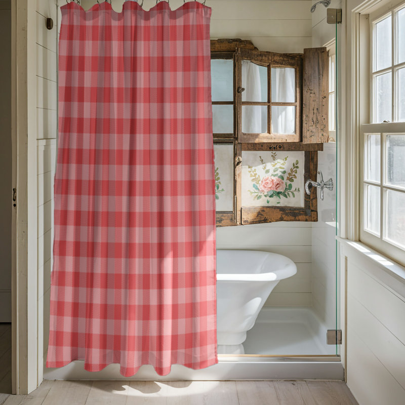 Christmas Grids - Rideau de douche Premium, H 74 po x l 71 po, Rouge