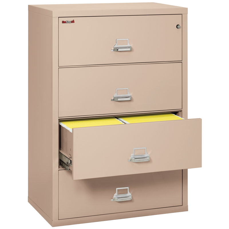 Fireproof 4 - Drawer File Cabinet, Champagne, Key Lock