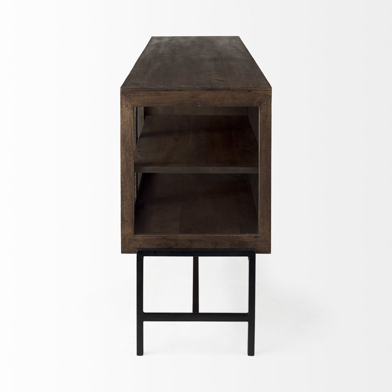 Arelius 70'' W Solid Wood Sideboard, Black/Brown