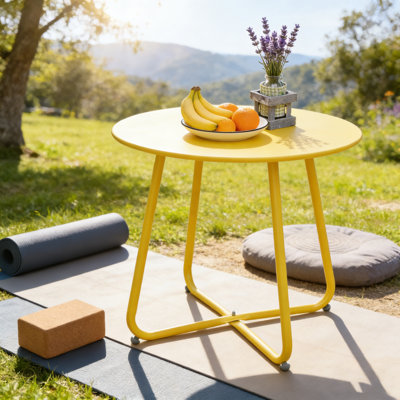 Round Removable Patio Side Table, Rust-Resistant & Portable Balcony Accent Table For Outdoor/Indoor Use, Target At Small Space & Apartment Dwellers, T