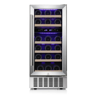 Insignia - 42-Bottle or 128-Can Dual Zone Wine and Beverage Cooler with Glass Doors - Stainless Steel